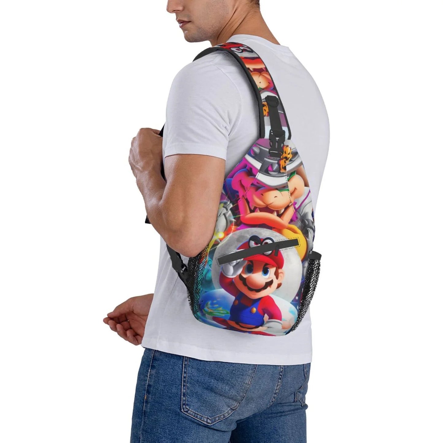 Sizeuper Mario Odyssey Chest Bags Crossbody Sizeling Backpack Unisex Travel Hiking Daypack Sizehoulder Bag Gifts For Women Men