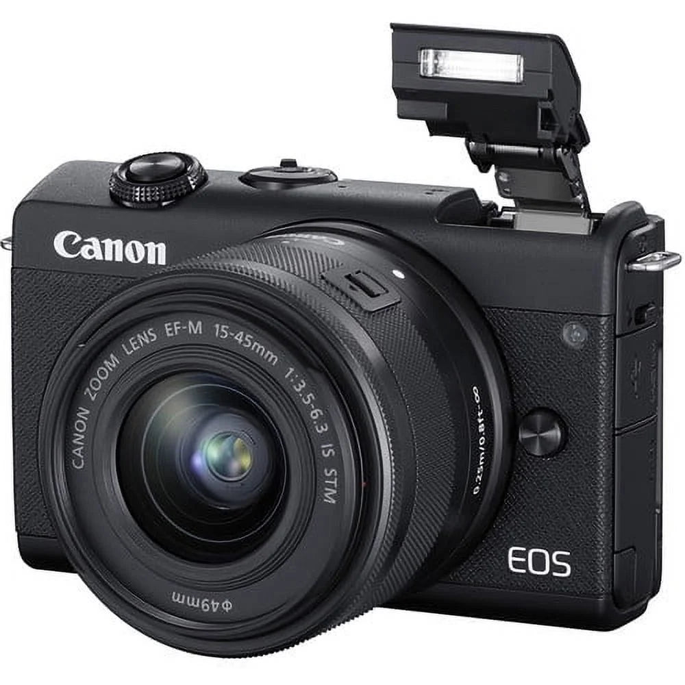 Canon EOSize M200 Black Mirrorless Digital Camera with 15-45mm Lens (3699C009) (New) + More