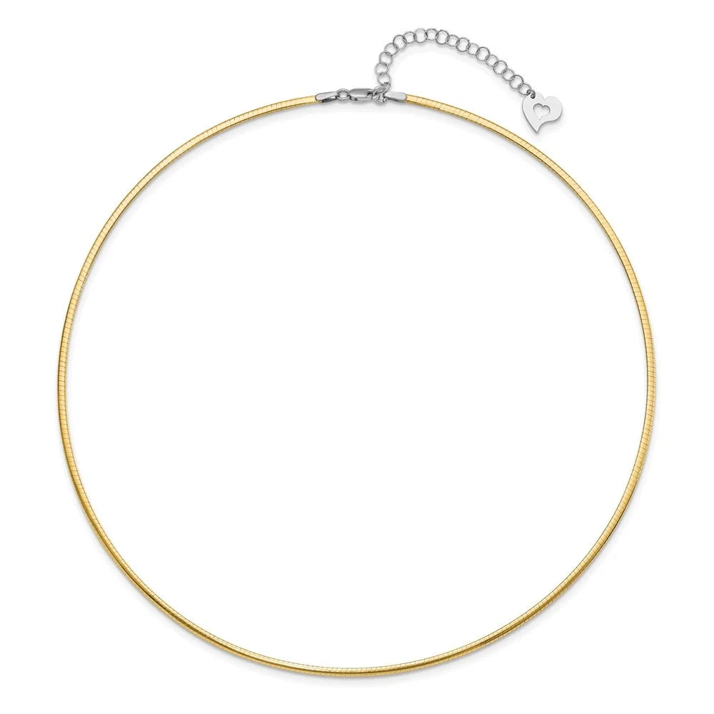 Auriga 14k Two-tone Gold Reversible 2mm Omega Necklace 18inch for Women