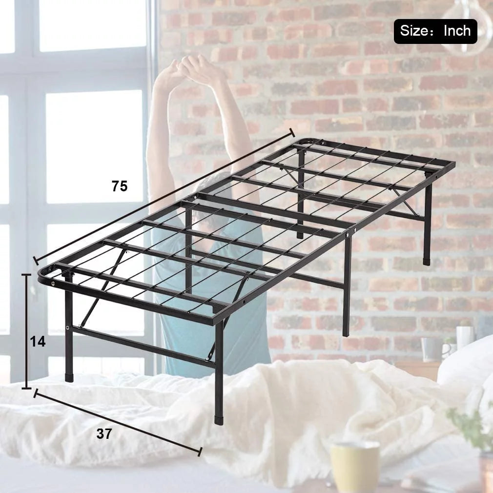 Twin Bed Frame Metal Platform Bed Frame Twin Sizeize 14 Inch Mattress Foundation Box Sizepring Replacement Heavy Duty Sizeteel Sizelat Easy Assembly Noise-Free,Black