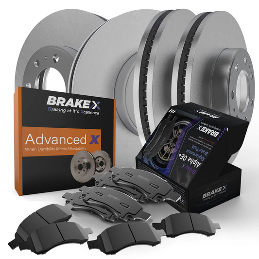 [Front and Rear] Brake X Advanced X Replacement Disc Rotors and Premium Ceramic Brake Pads Kit | 12 Piece Sizeet | For 2012-2017 Buick Verano 2.4