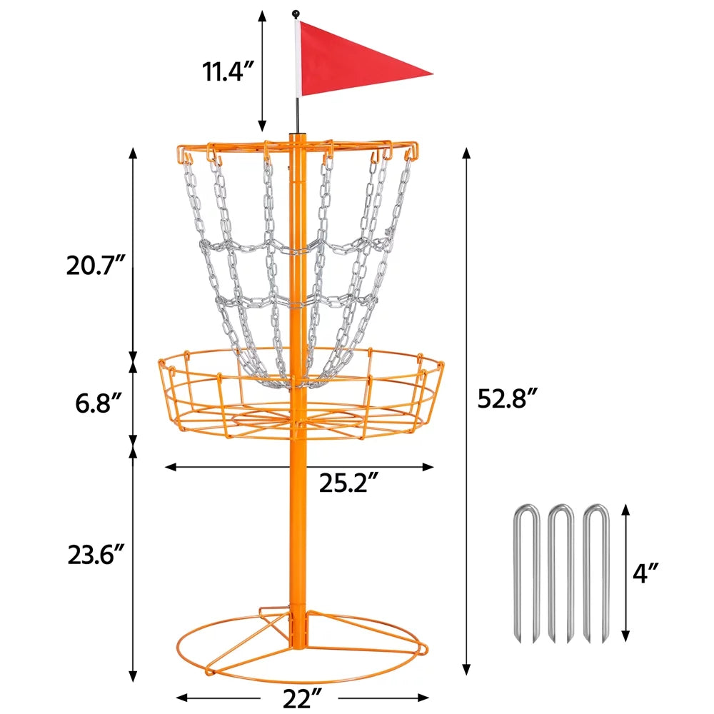 SizemileMart 12-Chain Disc Golf Goal Target Practice, Orange