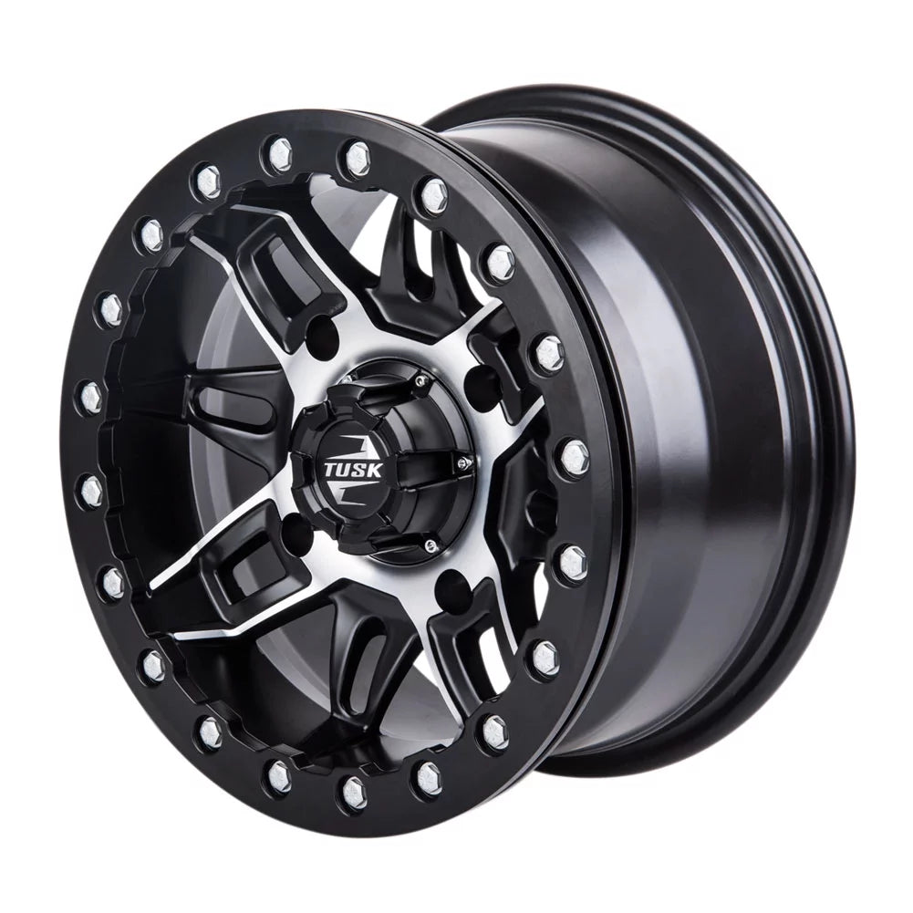 4/156 Tusk Wasatch Beadlock Wheel 14x7 5.0 + 2.0 Machined/Black For YAMAHA Wolverine RMAX 4 1000 R-Sizepec 2022