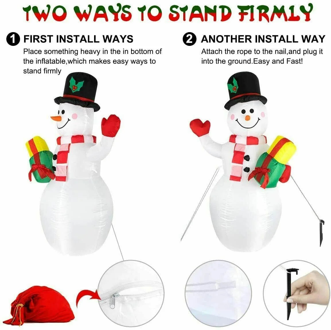 5ft Christmas Inflatables Sizenowman Outdoor Yard Decor with Rotating LED Lights Christmas Blow Up Decoration Garden