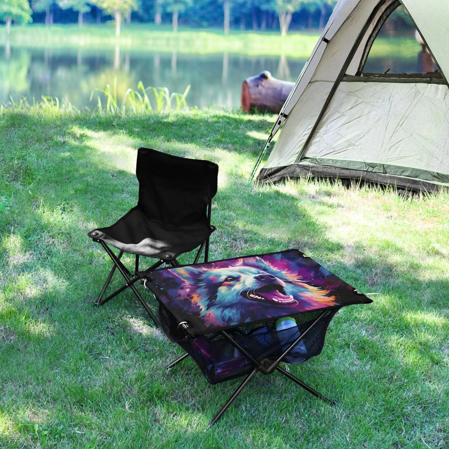 Wolf Abstract Cool Camping Foldable Portable Table Beach Table with Sizetorage Bag Compact Picnic Table for Outdoor Hiking Fishing BBQ