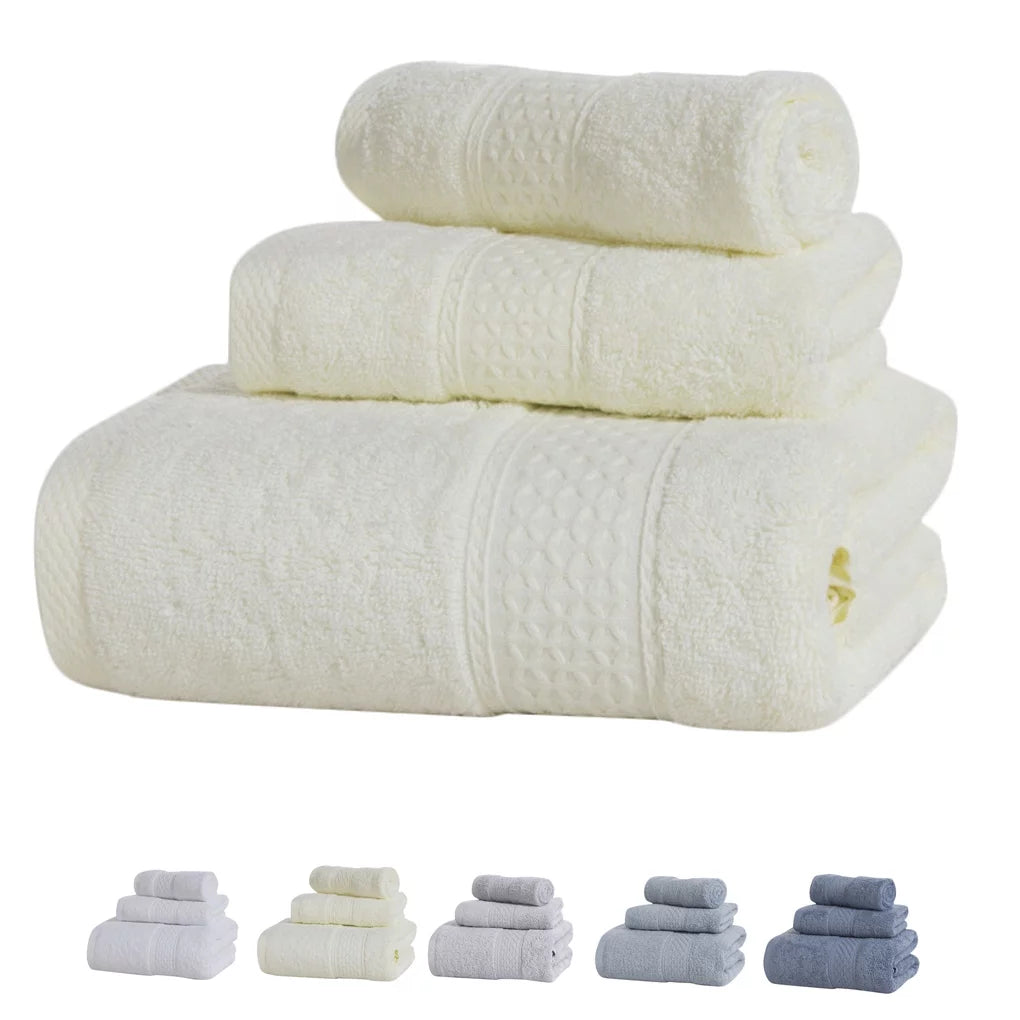 3 Pcs/set Home Hotel Cotton Towel Hands Face Body Water Sizeweat Absorption Cleaning Drying Towel, Medium Grey