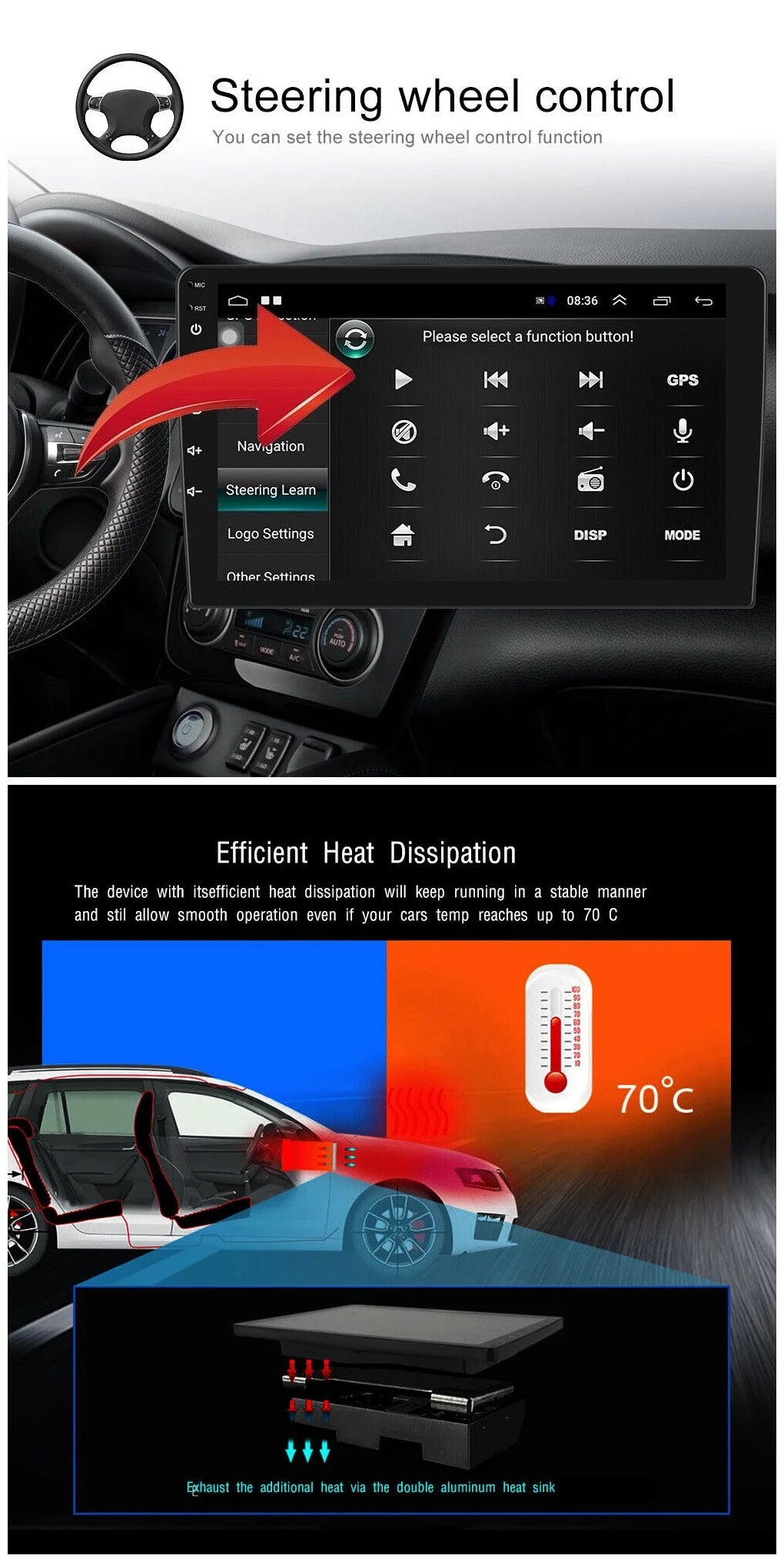 Android 2+32GB Car Sizetereo Wireless Carplay Android Auto Double Din Radio 10.1" 1280*720 IPSize Sizecreen WiFi GPSize Navigation Bluetooth USizeB FM/RDSize Receiver AHD Backup Camera