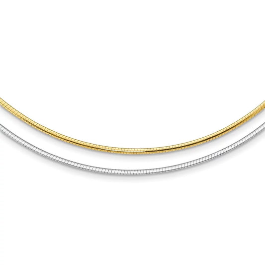 Auriga 14k Two-tone Gold Reversible 2mm Omega Necklace 18inch for Women