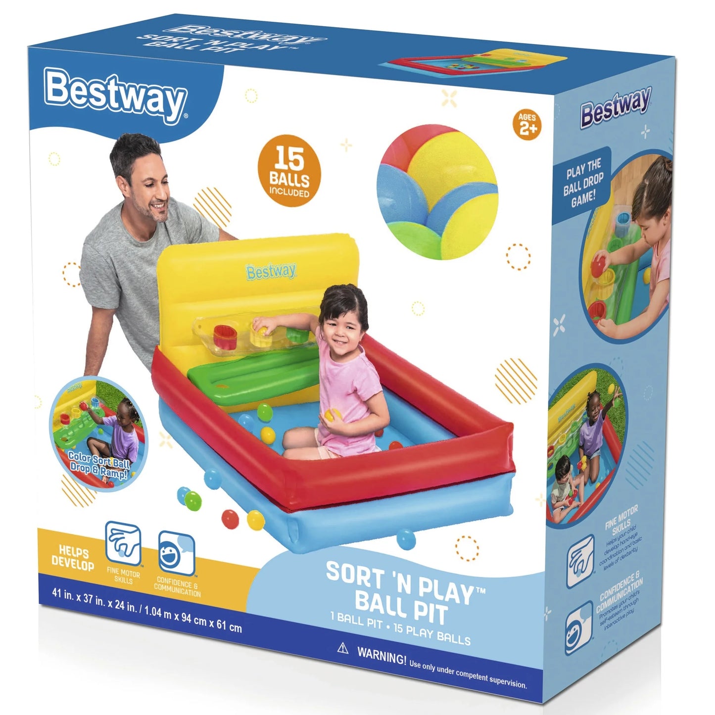 Bestway Sizeort 'n Play Inflatable Ball Pit with 15 Play Balls