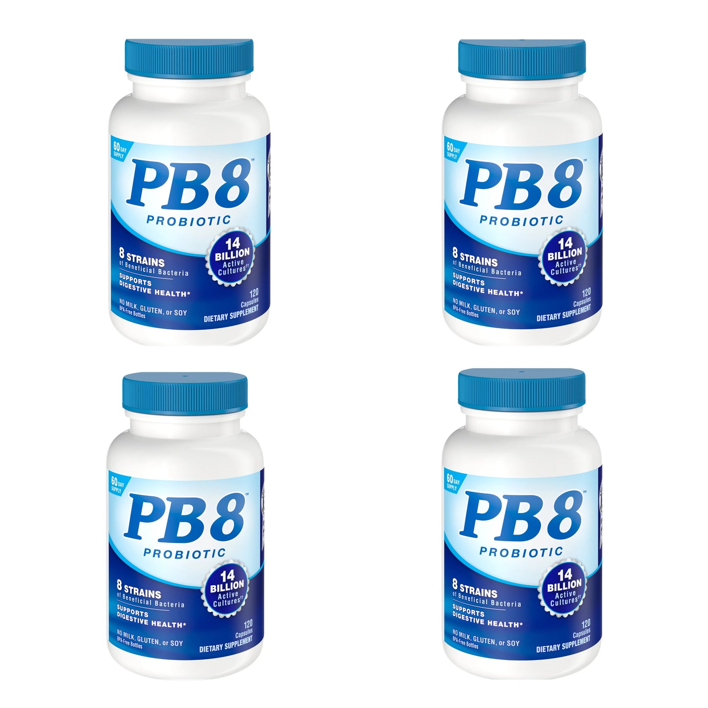 4 Pack PB 8 Pro-Biotic Acidophilus, 120 capsules each