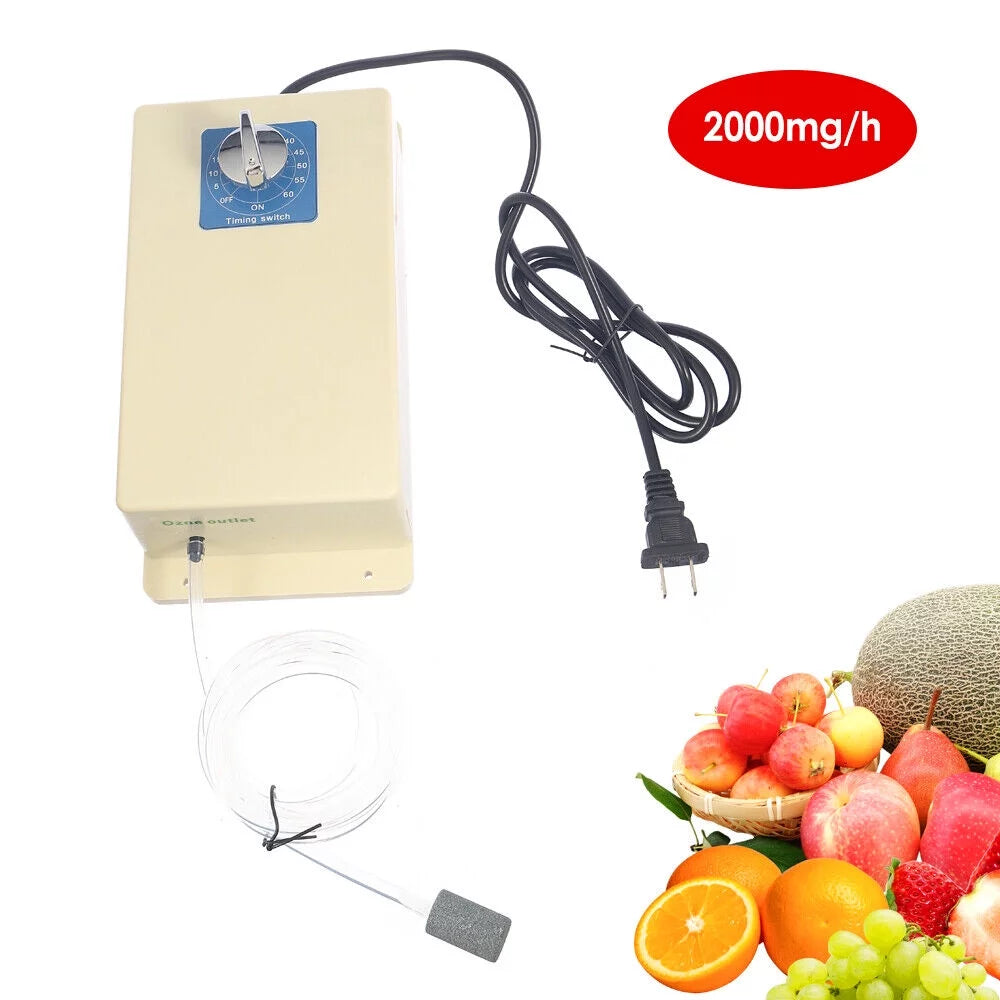 2000mg/h Ozone Generator Machine Air Water Sizeterilizer Purifier + Time Sizewithch