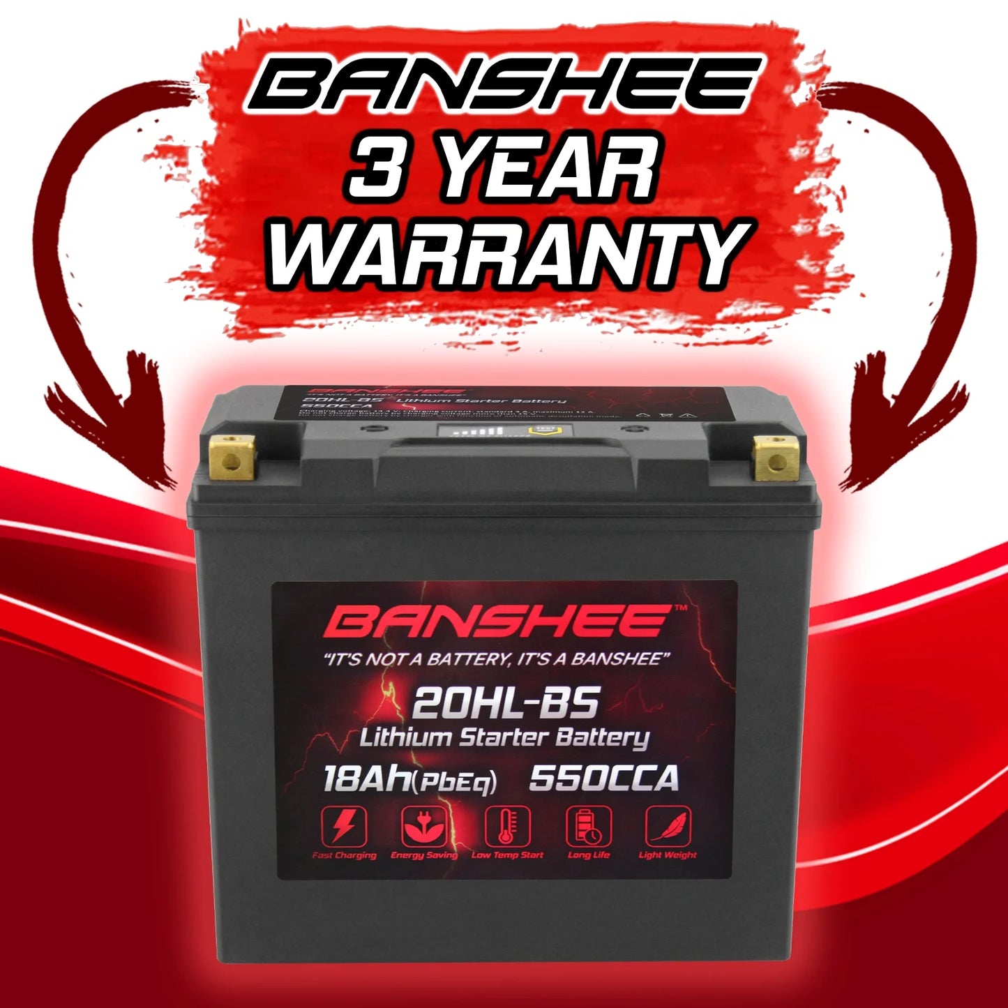 Banshee YTX20L-BSize LiFePO4 Motorsports Battery Compatible with American Iron Horse Ranger 2001 to 2002