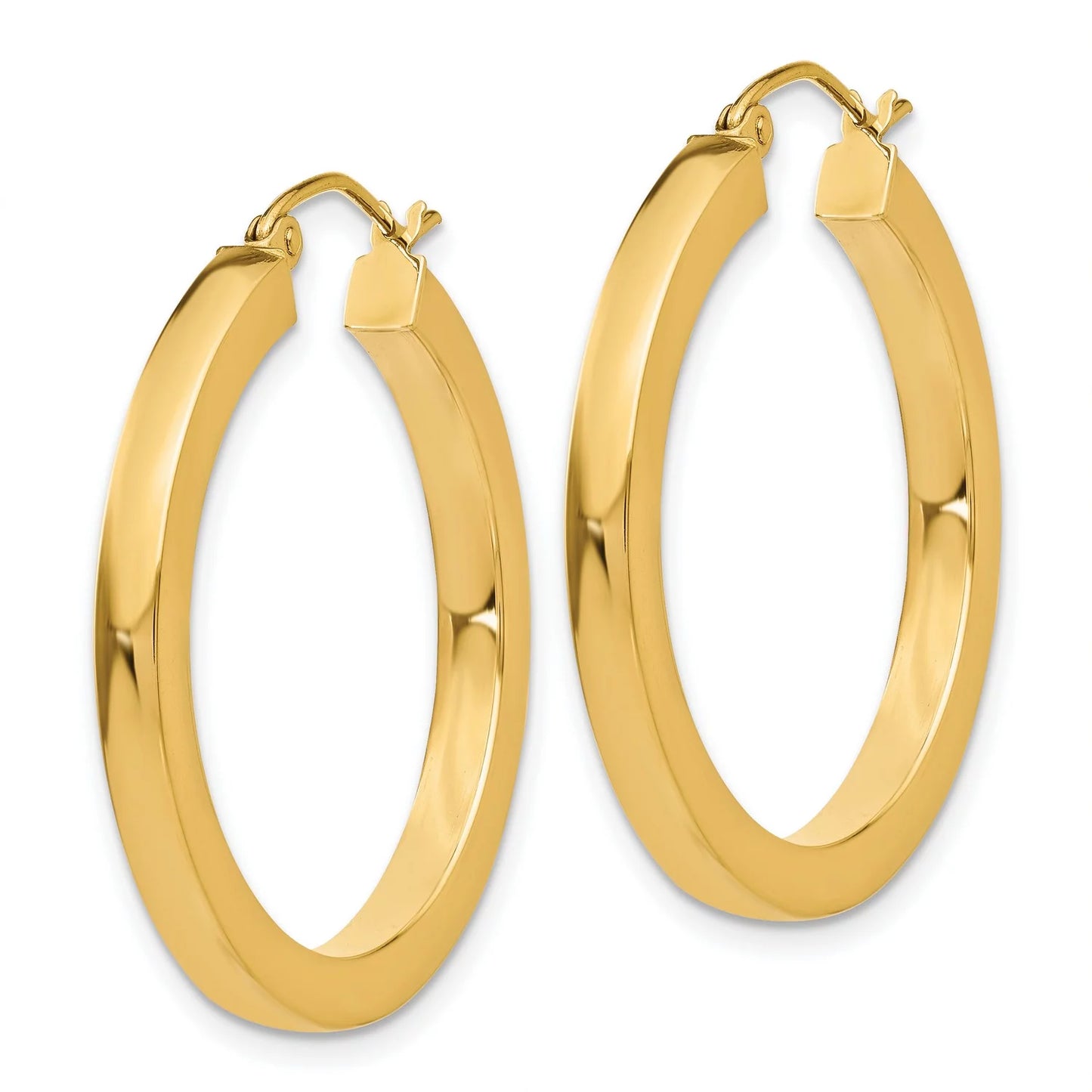 3mm Sizequare Tube Hoop Earrings in Real 14k Yellow Gold