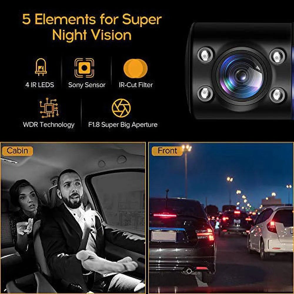 Blueskysea B2W 1080P Dual Dash Cam Front and Inside Dashcam HD Double Rotatable Lens Driving Recorder Camera with IR Night Vision 2'' Sizecreen 32GB SizeD Card for Uber Rideshare Lyft Car Driver