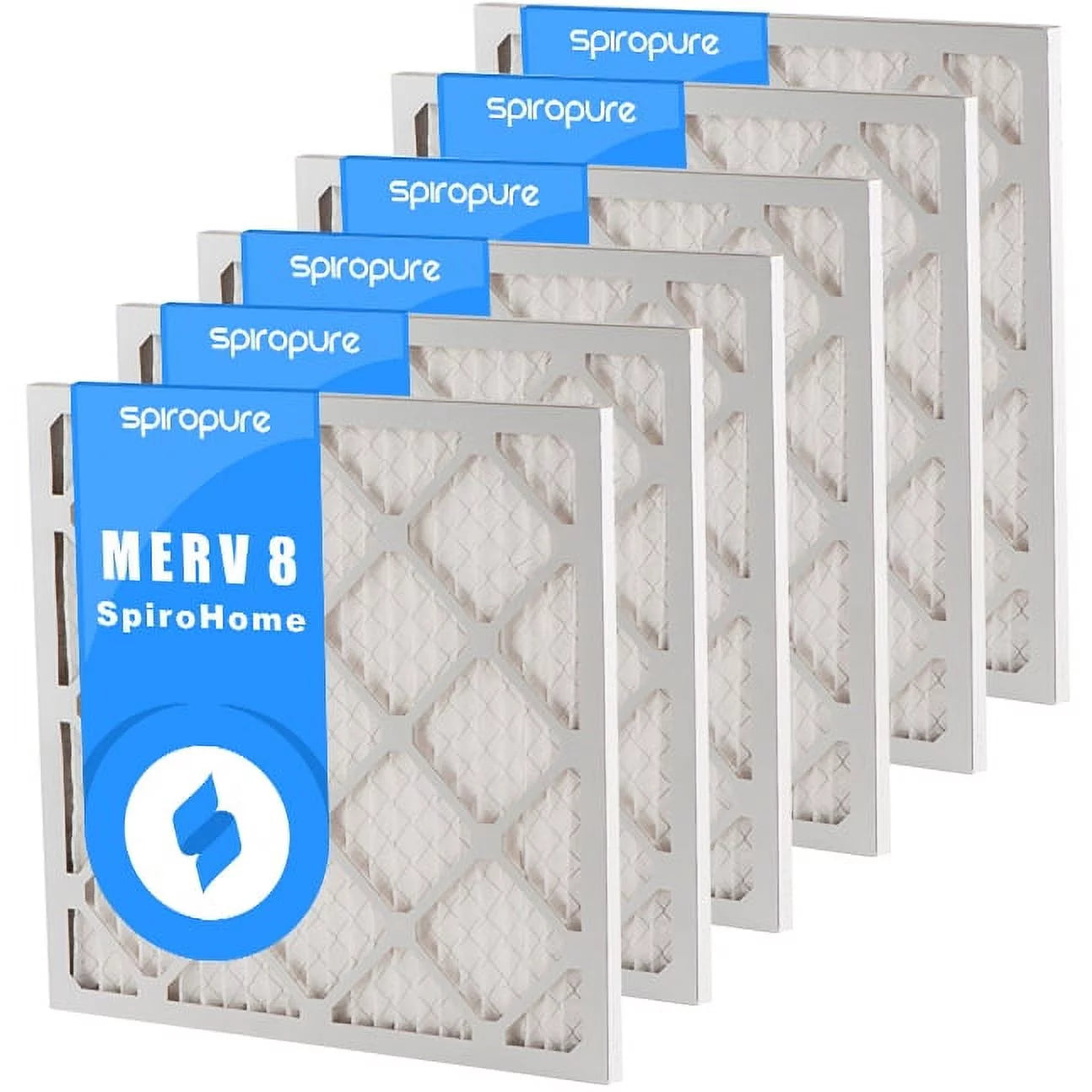 SizepiroPure 20X23X1 MERV 8 Pleated Air Filters - Made in USizeA (6 Pack)