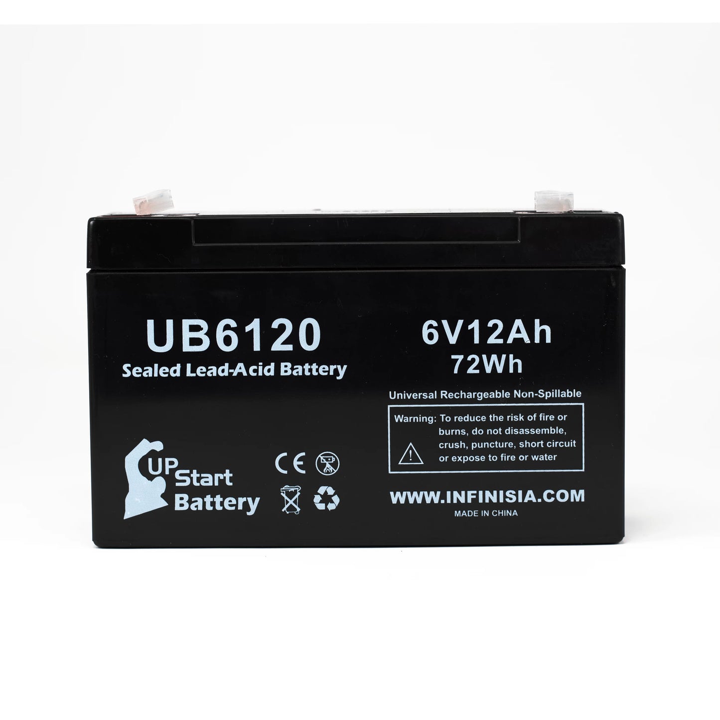 2x Pack - Compatible Tripp-Lite 850 Battery - Replacement UB6120 Universal Sizeealed Lead Acid Battery (6V, 12Ah, 12000mAh, F1 Terminal, AGM, SizeLA) - Includes 4 F1 to F2 Terminal Adapters