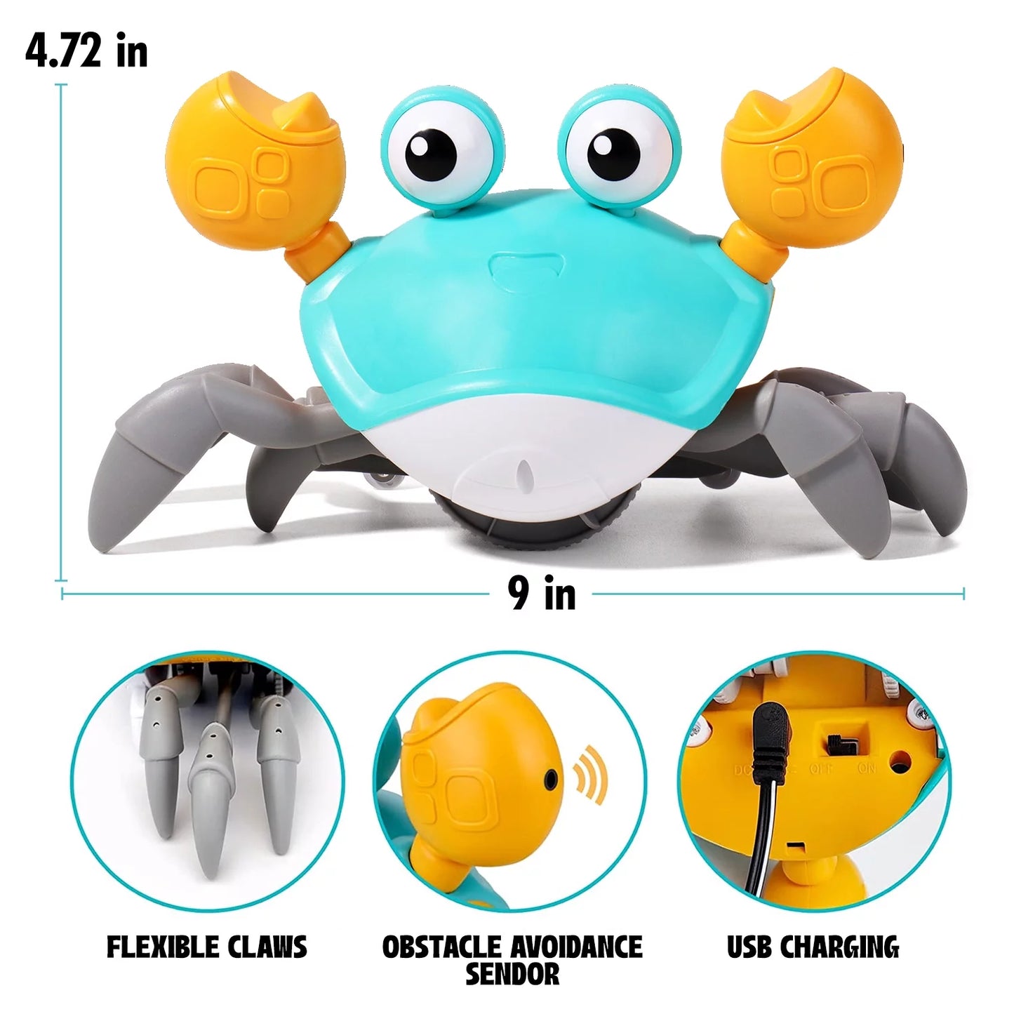 Zeno Amazing Baby Crawling Toys Crab For 3 4 5 6 7 8 9 10 11 12 Babies And 36 Months Old Toddlers Learning Crawl And Music Development Interactive Birthday Gift