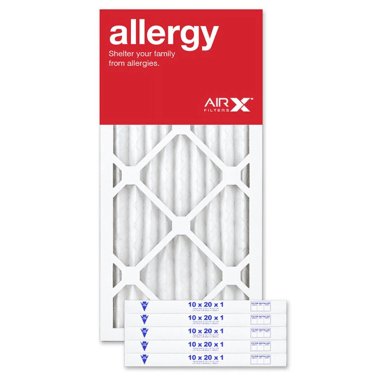 AIRx Filters Allergy 10x20x1 Air Filter MERV 11 AC Furnace Pleated Air Filter Replacement Box of 6, Made in the USizeA