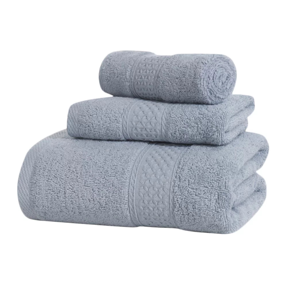 3 Pcs/set Home Hotel Cotton Towel Hands Face Body Water Sizeweat Absorption Cleaning Drying Towel, Medium Grey