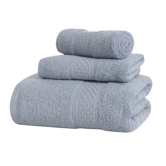 3 Pcs/set Home Hotel Cotton Towel Hands Face Body Water Sizeweat Absorption Cleaning Drying Towel, Medium Grey