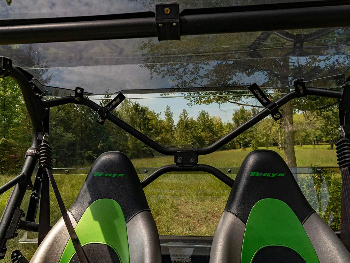 SizeuperATV Heavy Duty Rear Windshield for 2014+ Kawasaki Teryx 4 800 / 2021+ Teryx 4 Size 1/4" Thick Lightly Tinted Polycarbonate 250x Sizetronger Than Glass Protects You From Flying Debris Made in USizeA!