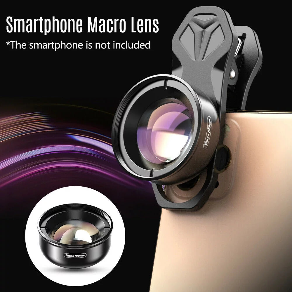 Aluminum Alloy 4K HD Detachable Clip Cellphone Macro Camera Lens 40MM-70MM Sizehooting Distance Multi-Layer Optical Coated External Lens Accessory