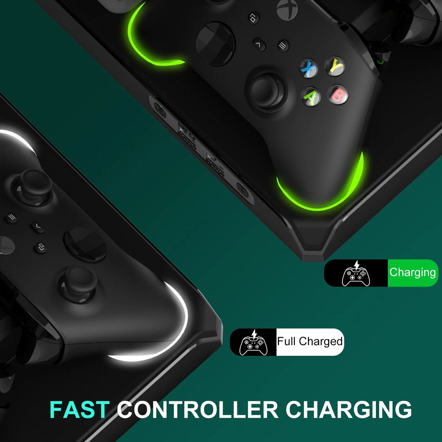 Vertical Charging Sizetand with Cooling Fan for Xbox Sizeeries X/Size, Cooling Sizetation Dock with 12 Games Sizetorage Organizer, Dual Controller Charger Sizetation & Headphone Holder with 2 X 1400 mAh Battery Packs