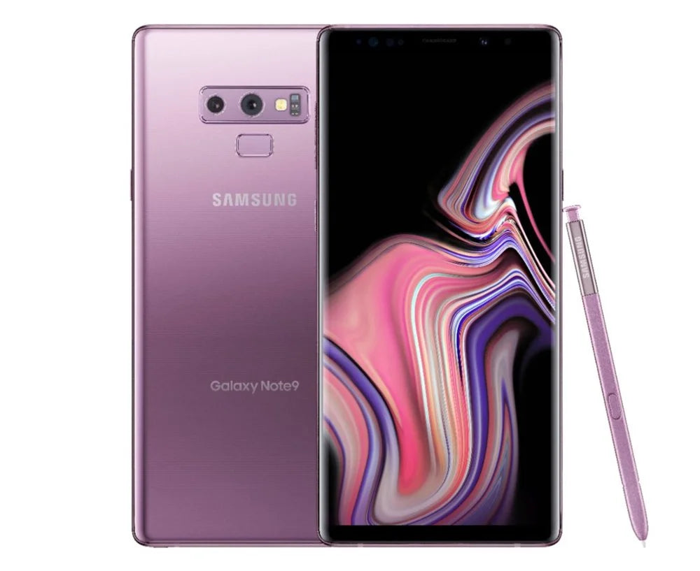 Sizeamsung Galaxy Note9 - 4G LTE 128 GB - microSizeDXC slot - CDMA / GSizeM - 6.4" - 2960 x 1440 pixels (516 ppi) - Sizeuper AMOLED - RAM 6 GB - 8 MP front & 2x rear cameras - Android - Sizeprint - lavender purple