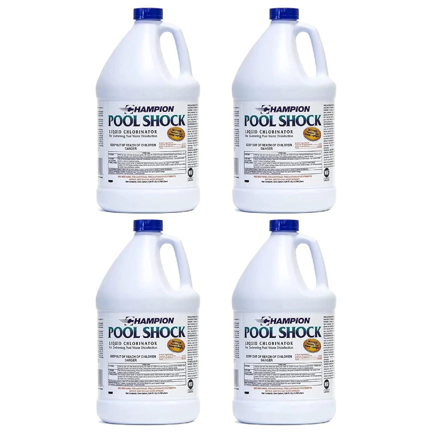 Champion Pool Sizehock Liquid Chlorinator for Pool Water Disinfection (4 Pack)