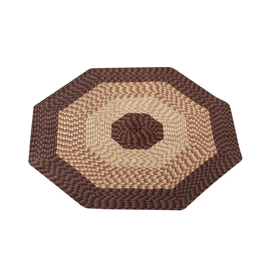 Collections Etc Versatile Alpine Braided Accent Rug with 3-Tone Coloring for Any Room, Chocolate, 4' Octagon