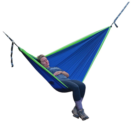 The Hamptons Collection 118" Green and Blue Polyester Traveler Camping Hammock