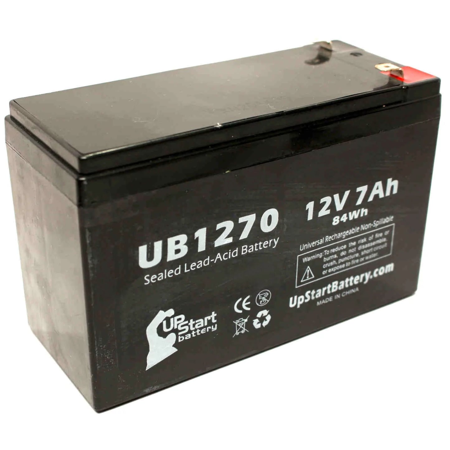 2x Pack - Compatible Upsonic PCM140VR Battery - Replacement UB1270 Universal Sizeealed Lead Acid Battery (12V, 7Ah, 7000mAh, F1 Terminal, AGM, SizeLA) - Includes 4 F1 to F2 Terminal Adapters