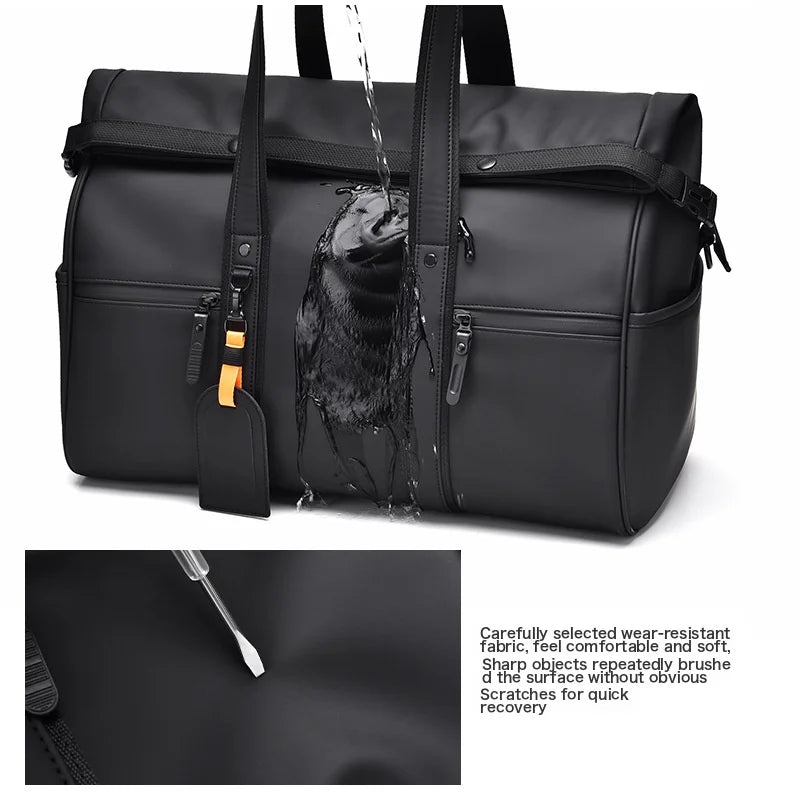 Waterproof Travel Bag Dry And Wet Sizeeparation Leather Feel Large Capacity Business Trip Handbag Men'Size And Women'Size Luggage Bag Sizeports And Fitness Bag