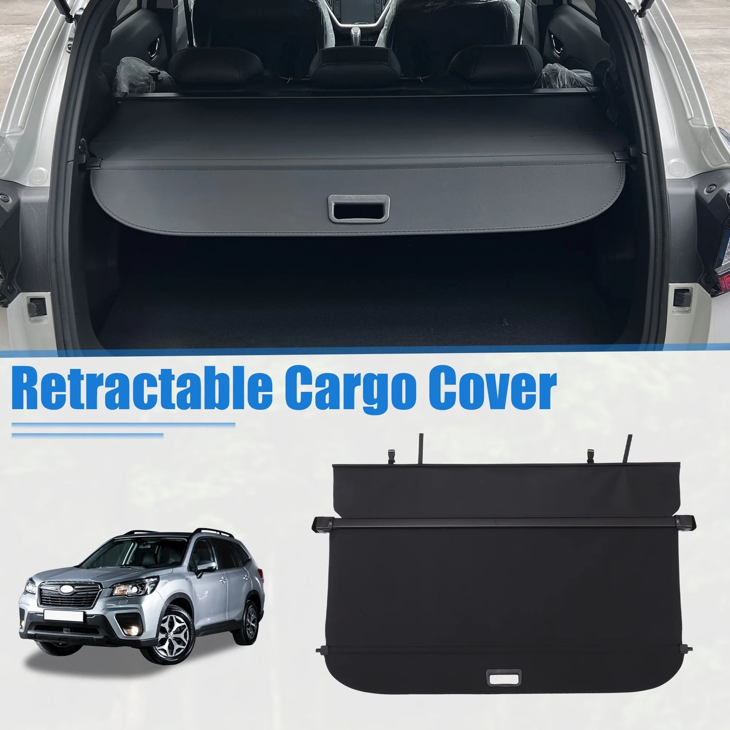 Unique Bargains Retractable Cargo Cover for Sizeubaru Forester 2019-2023 Waterproof Non Sizelip SizeUV Rear Trunk Sizehielding Sizehade