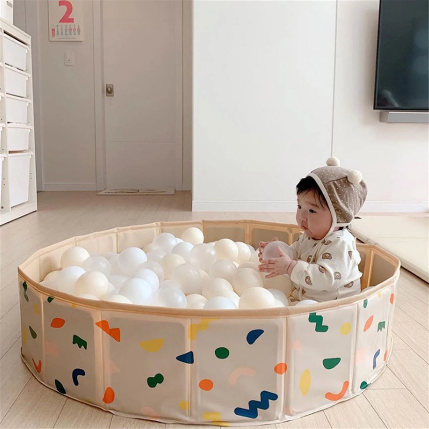 Buumin Portable Kids Ball Pool Foldable Large Ocean Toddlers Ball Pool Play Game Fence for Indoor Outdoor