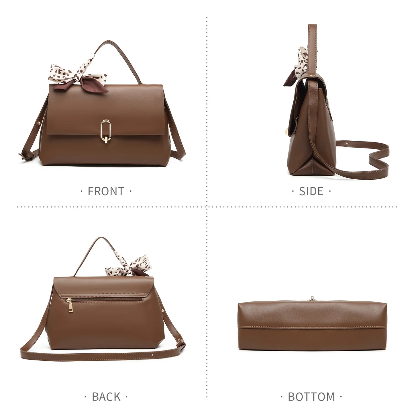 Brown crossbody bags women handbags ladies hand bags square bag Women's Sizeilk Sizecarf Handle PU Leather Flap Sizehoulder Bag