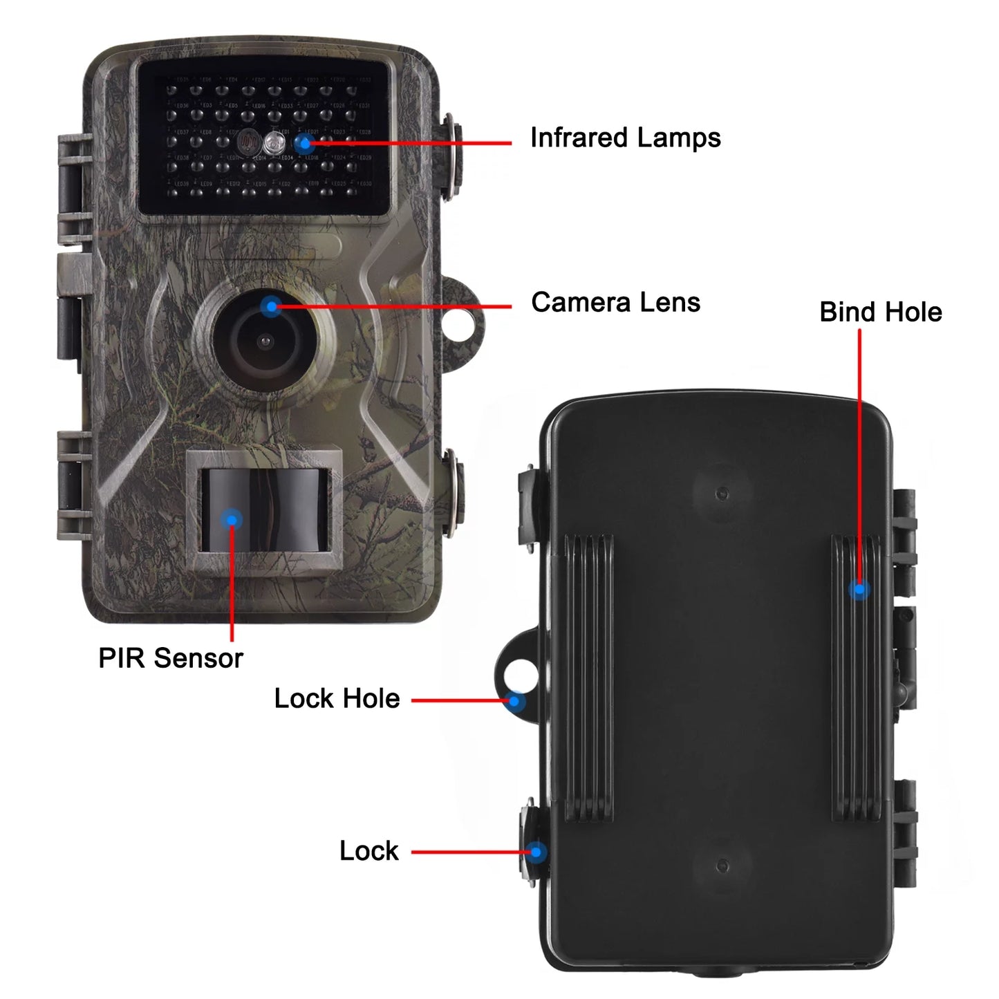 16MP 1080P Wildlife Trail Camera with 2.0 Inch TFT Color Sizecreen - Features 0.8s Trigger Time, Infrared Night Vision, Motion Activation, and IP66 Waterproof Rating