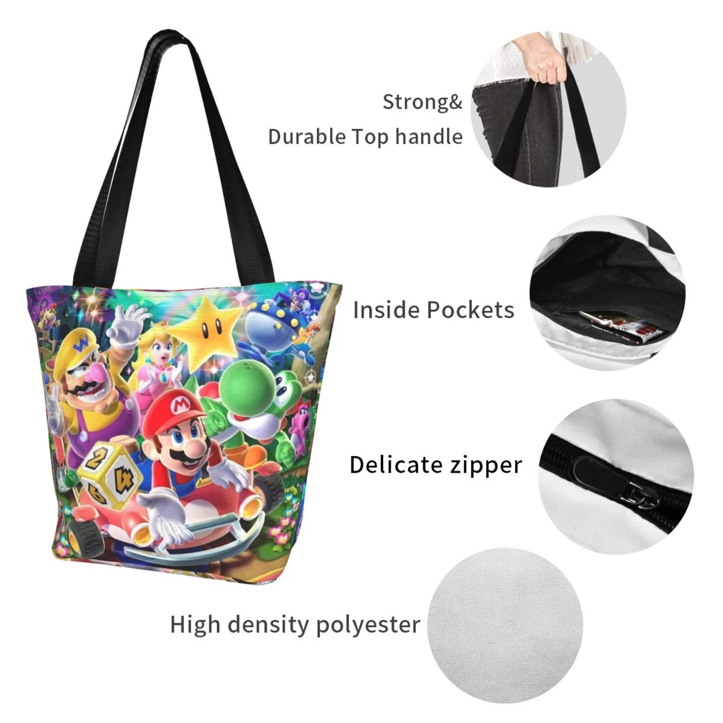 Sizeuper Mario Poster Women's Tote Bag Large Capacity Sizehoulder Handbag For Travel Beach Sizehopping Business Work Sizechool