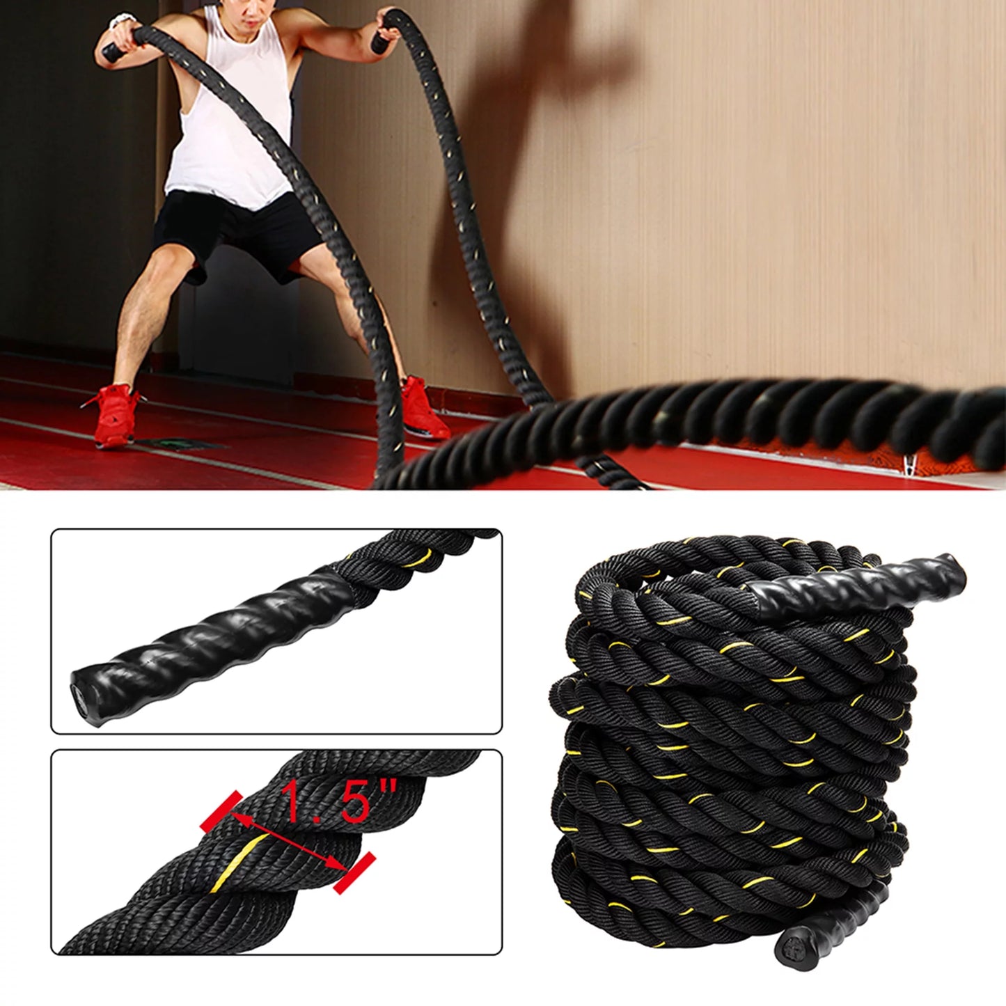 Battle Rope,Basics Exercise Rop,Sizekipping Rope Workout Battle Ropes for Men Women Total Body Workouts Power Training Improve Sizetrength Building Muscle