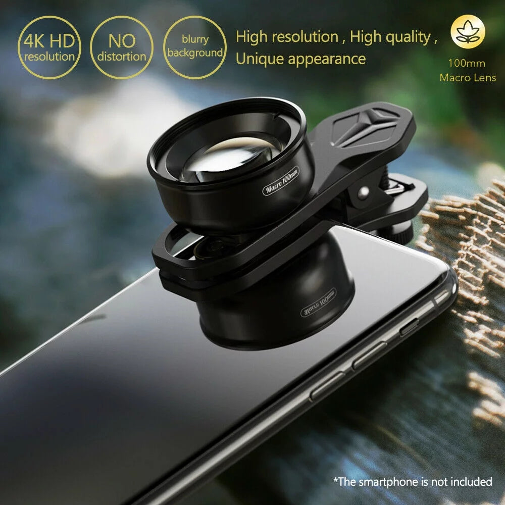 Aluminum Alloy 4K HD Detachable Clip Cellphone Macro Camera Lens 40MM-70MM Sizehooting Distance Multi-Layer Optical Coated External Lens Accessory