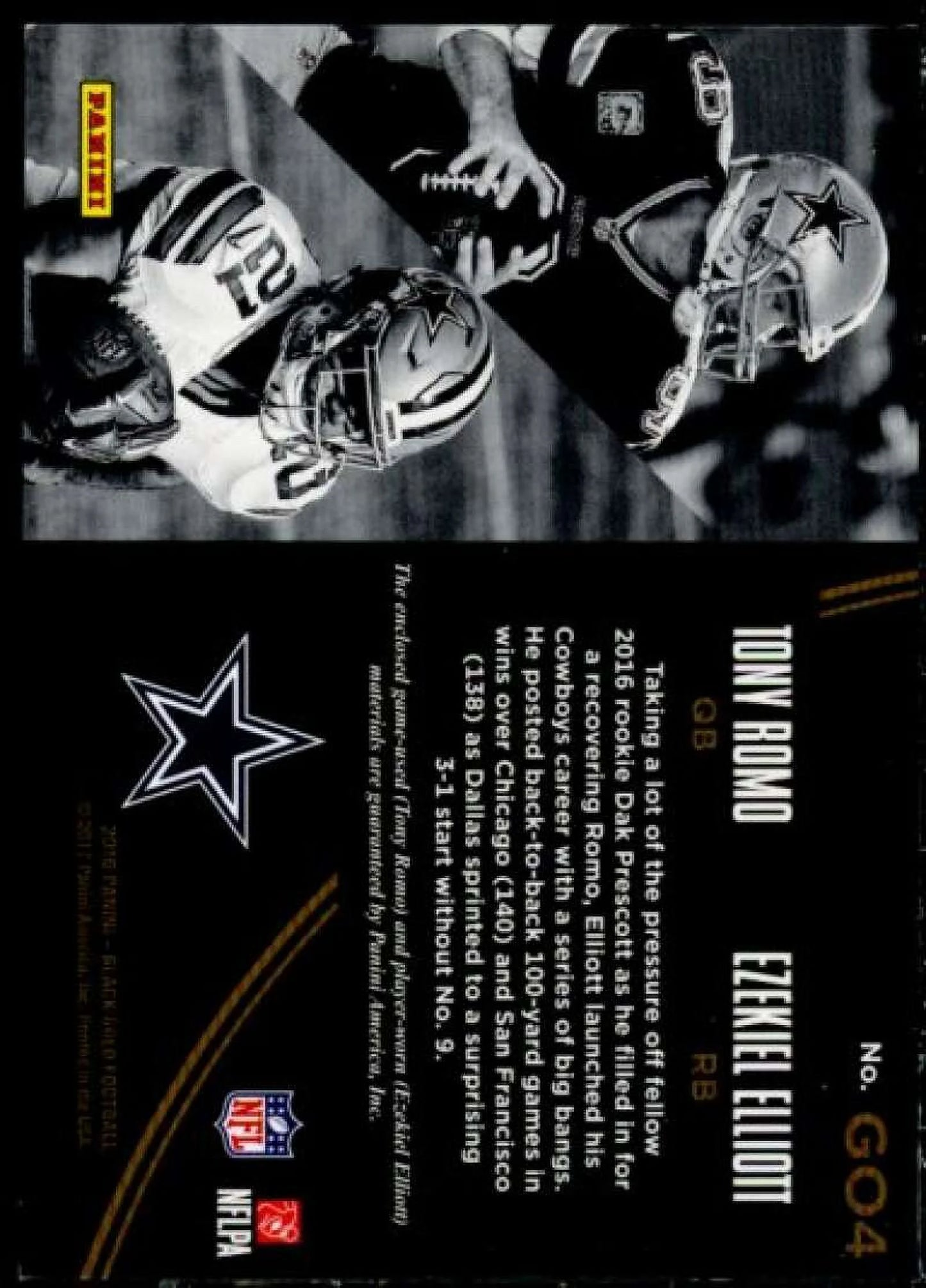 Tony Romo/Ezekiel Elliott 2016 Panini Black Gold Golden Opportunity Material #4