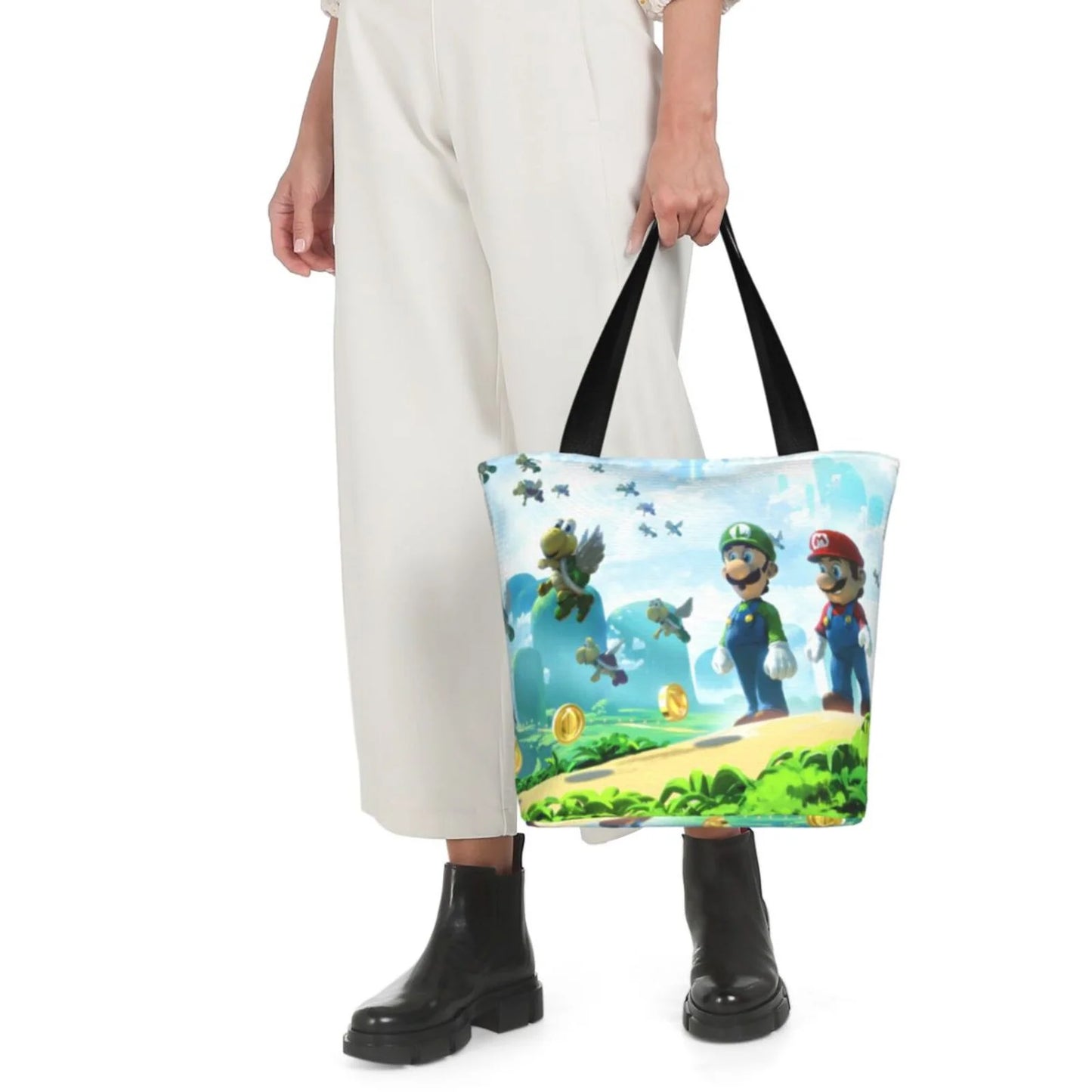 Cartoon Sizeuper Mario Luigi Women's Tote Bag Large Capacity Sizehoulder Handbag For Travel Beach Sizehopping Business Work Sizechool