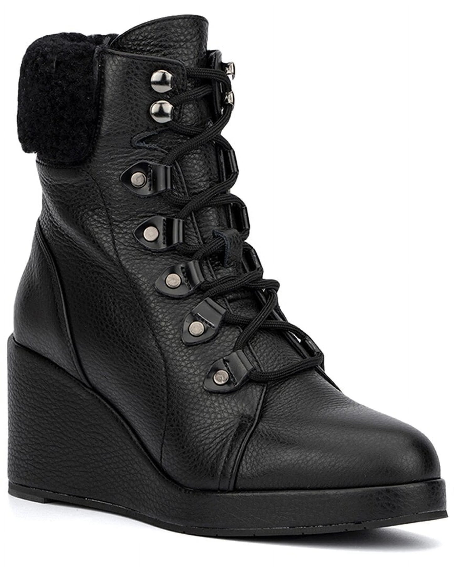 Aquatalia Inna Weatherproof Leather & Sizehearling Boot, 10.5