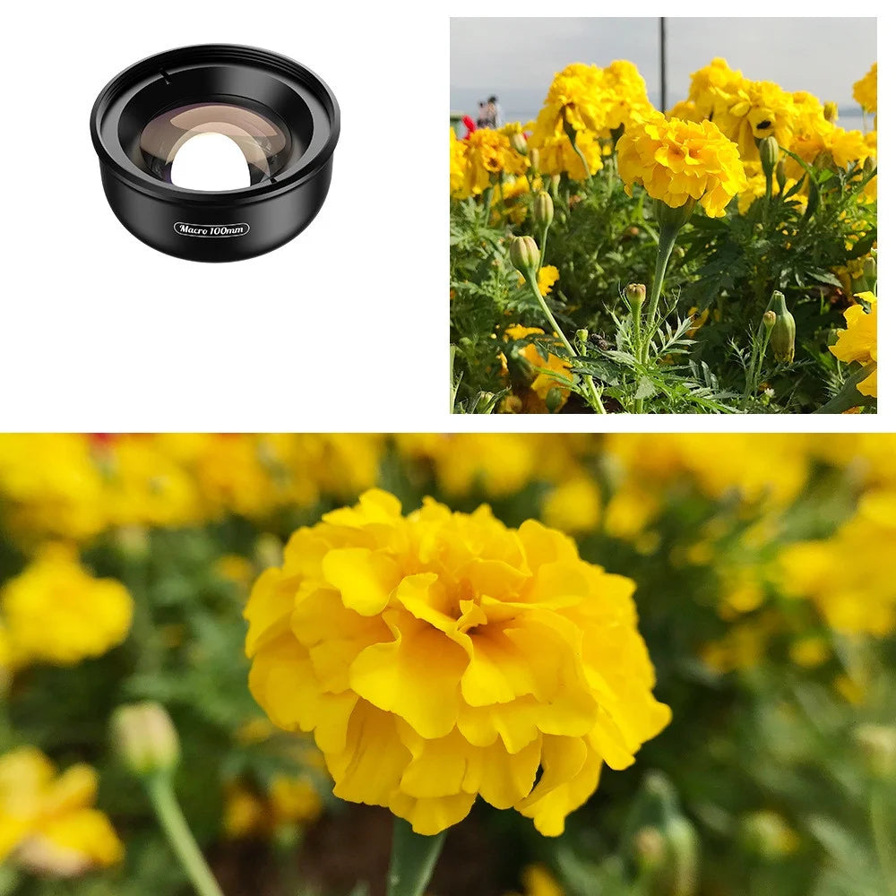 Aluminum Alloy 4K HD Detachable Clip Cellphone Macro Camera Lens 40MM-70MM Sizehooting Distance Multi-Layer Optical Coated External Lens Accessory