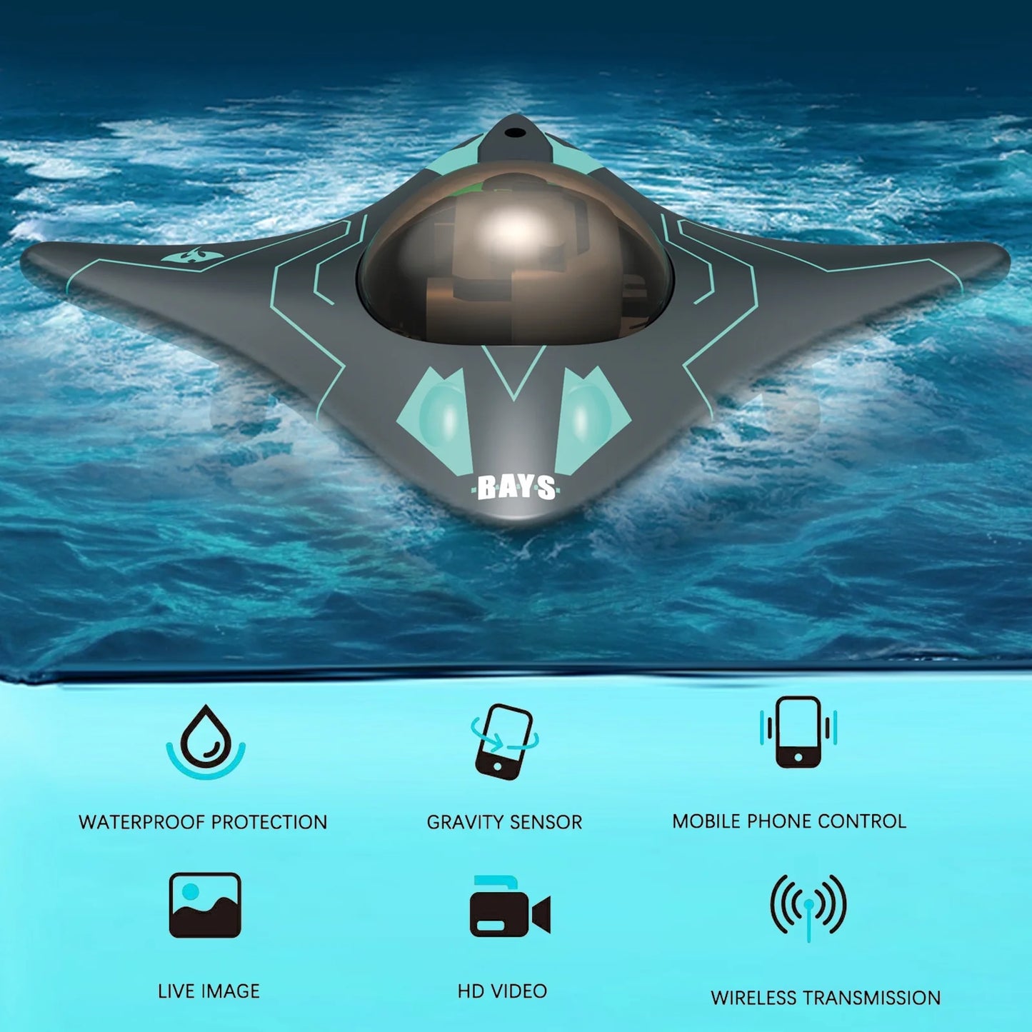 Anself WiFi Remote Control Boat with Underwater Camera Black