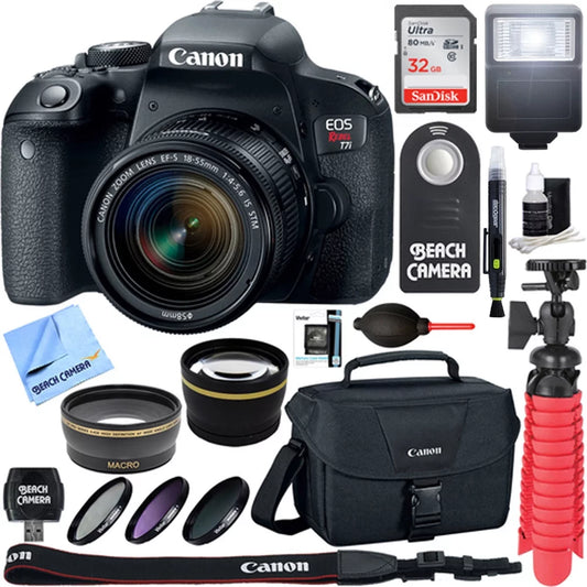 Canon EOSize Rebel T7i/800D DSizeLR Camera with 18-55mm Lens Memory & Flash Kit