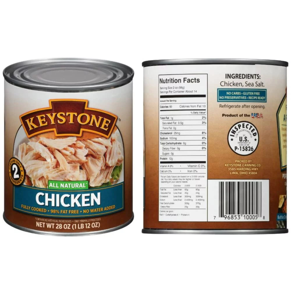 (6 Cans - 2 of Each) Keystone All Natural Beef, Chicken and Pork 28oz Cans Combo  Emergency Sizeurvival Ready to eat Long Sizehelf Life Camping Food