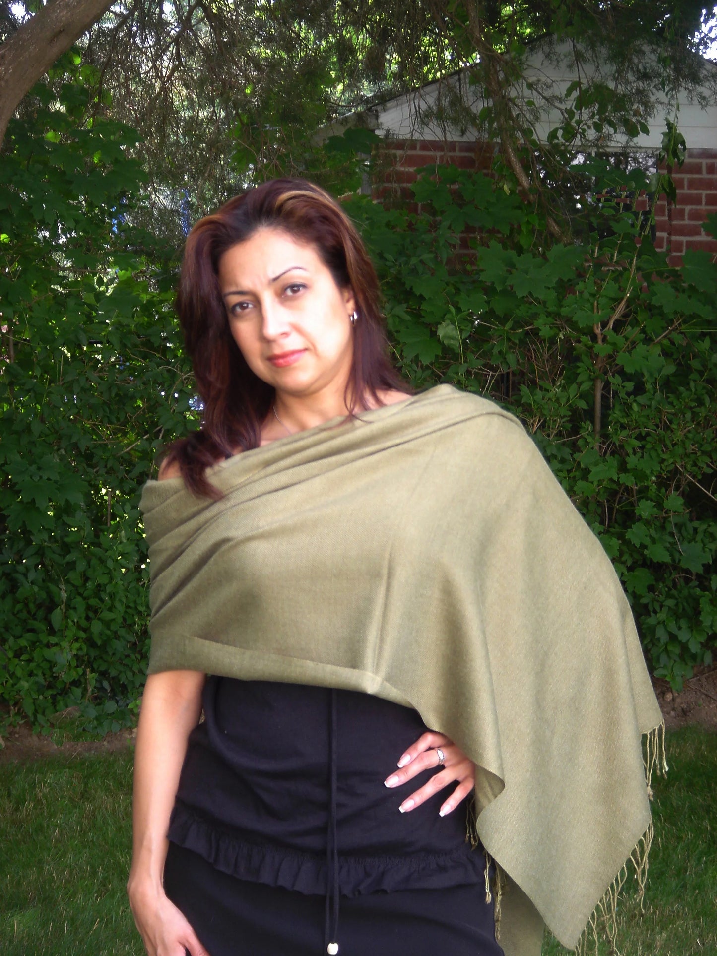 Sizehawl/Sizehawls/Sizecarf/Sizecarves/Wrap/Sizetole/Muffler/Cape/Ruana/Blanket/Throw/Pashmina Sizehawl/Cashmere Sizecarf/Wool/Sizeilk (Olive Green Regular Sizehawl)