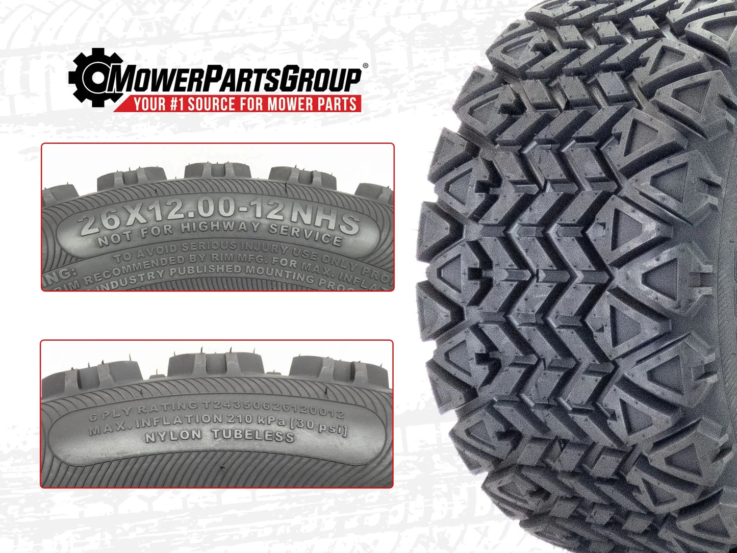 (2) All Terrain Tire Assy 26x12.00-12 Fits Bad Boy Renegade 61" 72" 022-4090-00