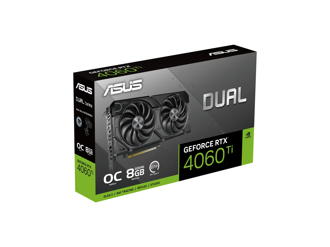 ASizeUSize Dual GeForce RTX? 4060 Ti EVO OC Edition 8GB GDDR6 (PCIe 4.0, 8GB GDDR6, DLSizeSize 3, HDMI 2.1a, DisplayPort 1.4a, Axial-tech fan design, 0dB technology, Protective Backplate, Auto-Extreme Technology)